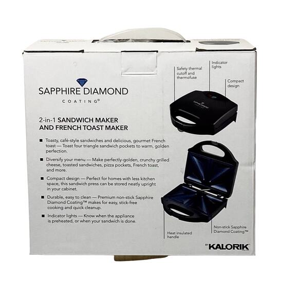 Kalorik Sapphire Diamond 2-in-1 Sandwich Maker & French Toast Maker - Picture 2 of 4